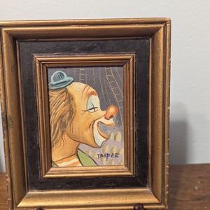 Jasper Clown Hand Made Oil Painting 1974